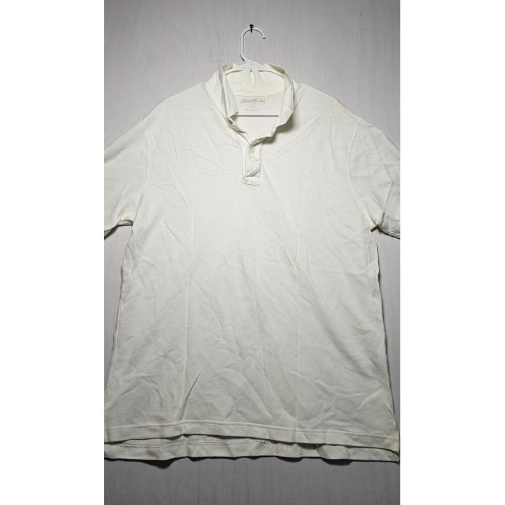 Eddie Bauer Polo Shirt Men’s Large Plain White Short Sleeve New Without Tags